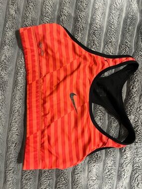 Nike Women's Bright Orange Striped Racerback Swim Bikini Top